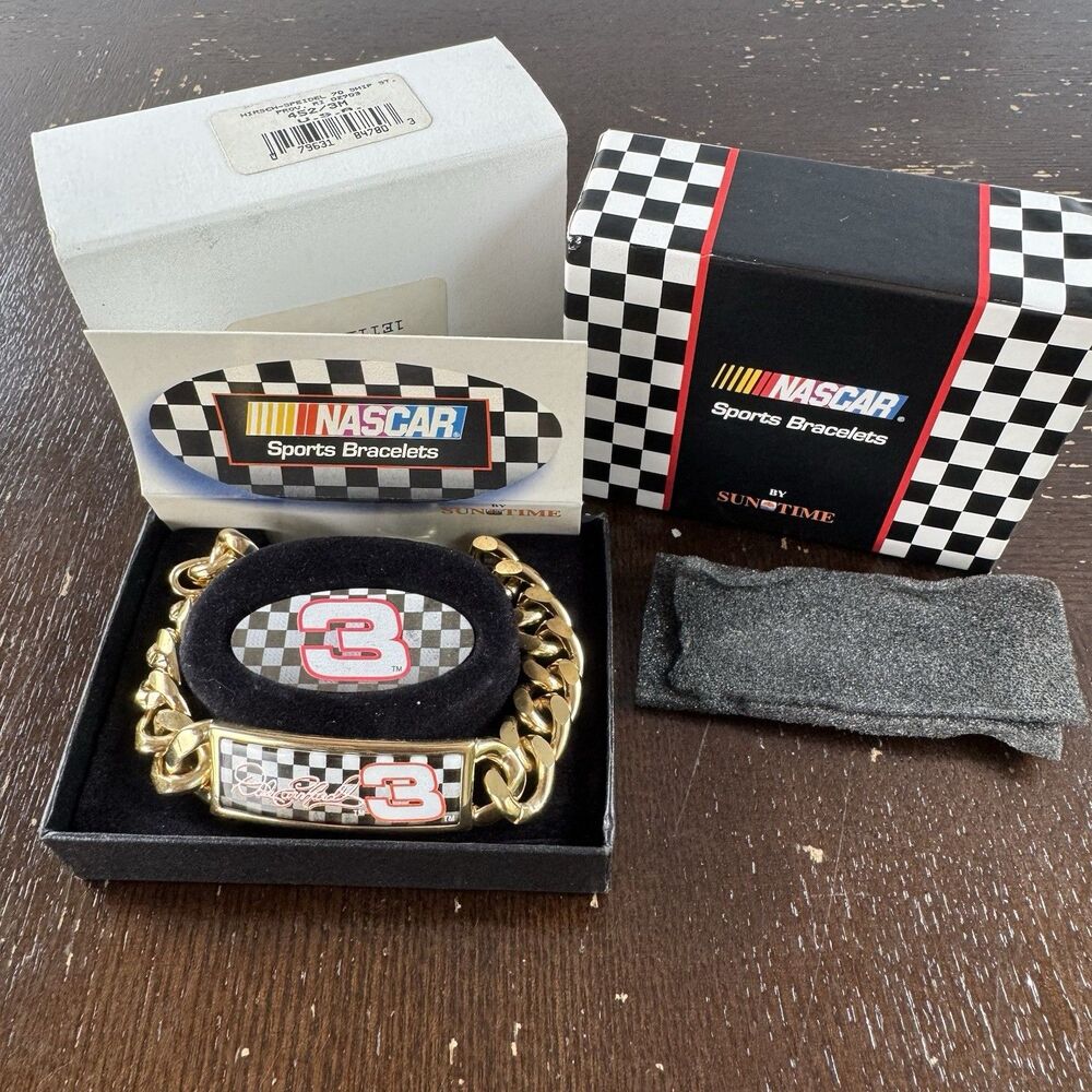 Dale Earnhardt #3 Nascar Sports Bracelet Speidel USA Sun Time Gold Tone 8”